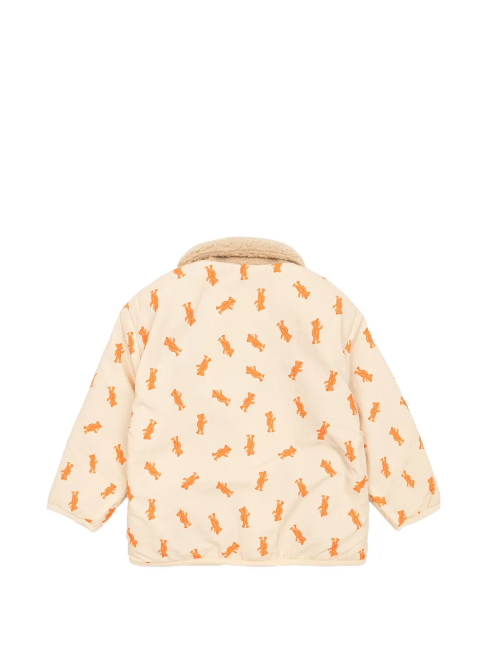 Bobo Choses bear-print fleece-collar jacket Beige