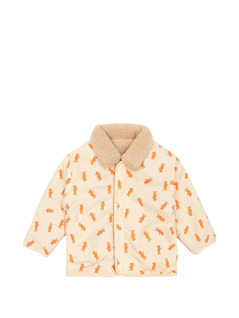 Bobo Choses bear-print fleece-collar jacket - Tons neutres