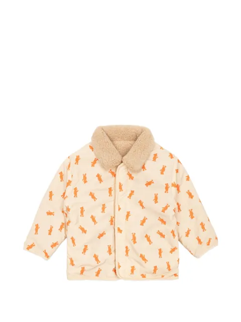 Bobo Choses bear-print fleece-collar jacket