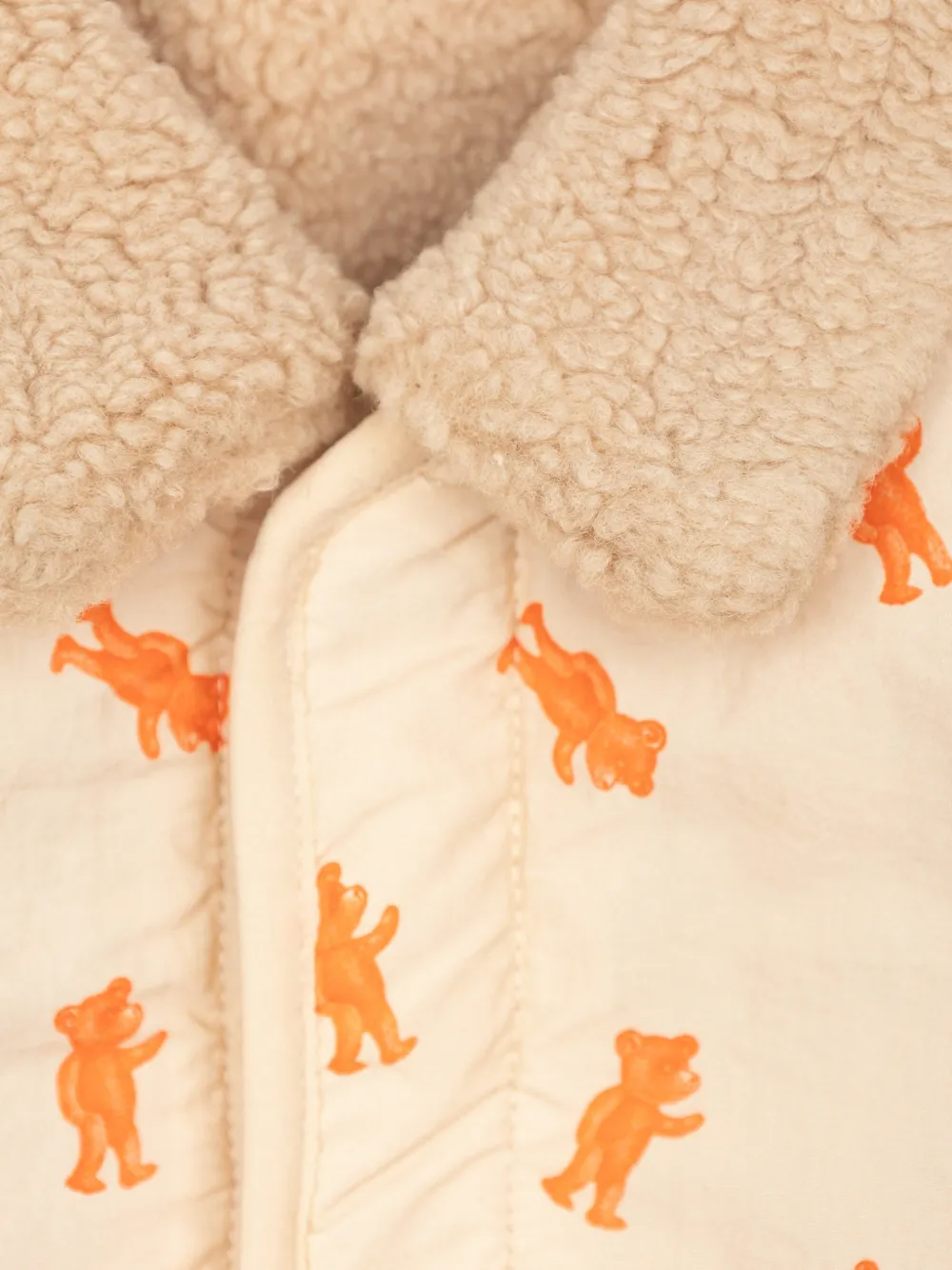 Bobo Choses bear-print fleece-collar jacket Beige