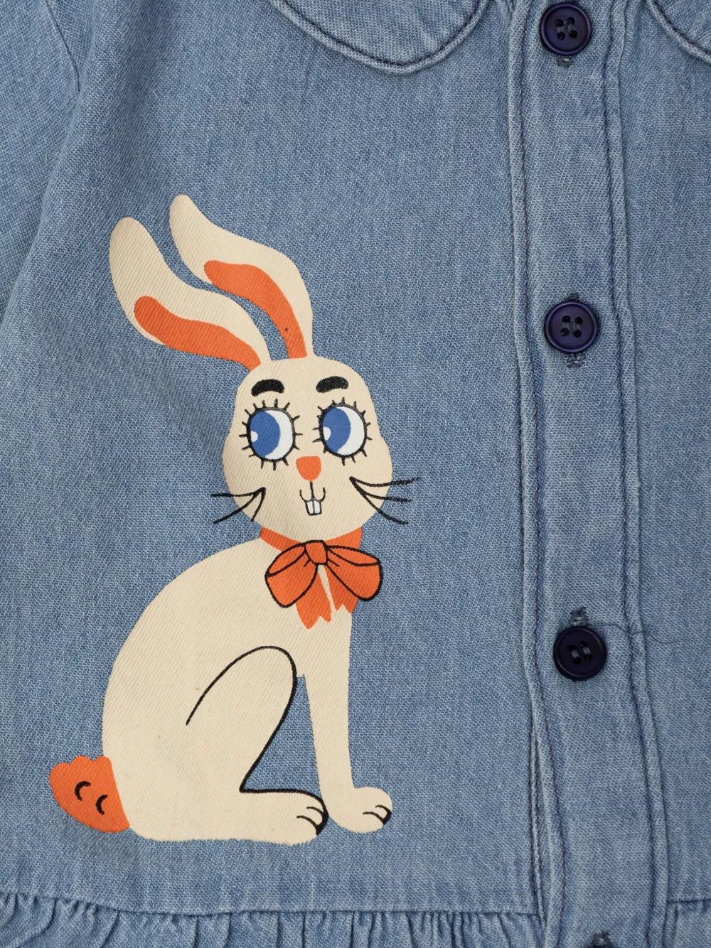 Mini Rodini bunny-print Peter Pan collar dress Blauw