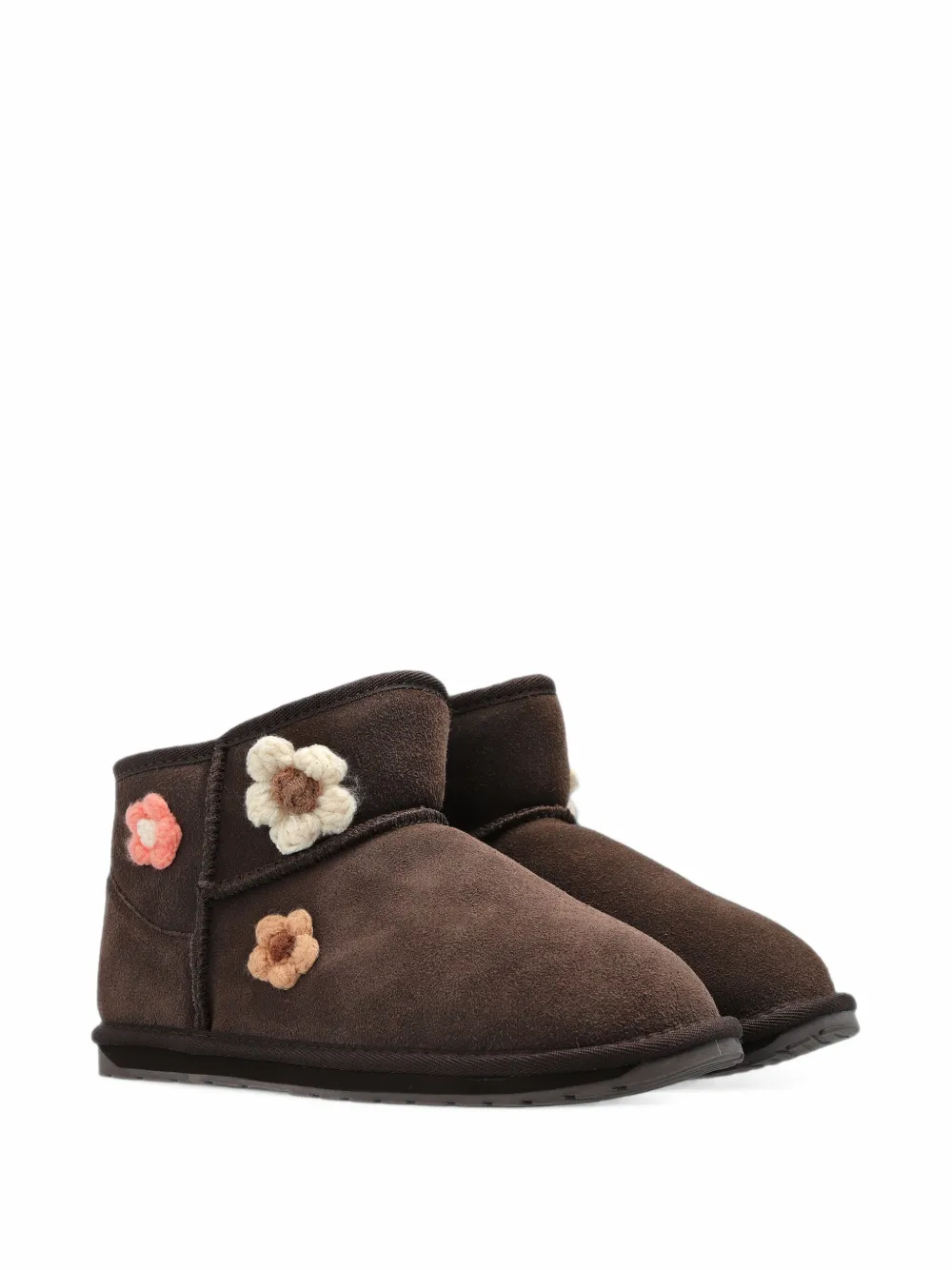Emu Kids Daisy flower-patch leather boots - Marrone