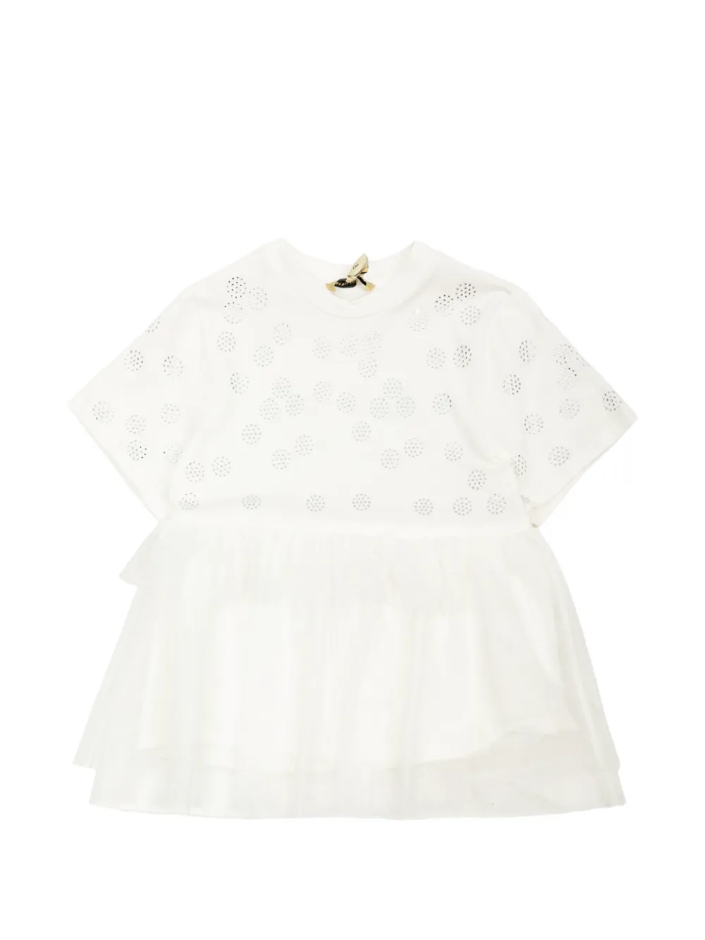 Stella McCartney Kids T-shirt met tulen afwerking en pailletten Wit