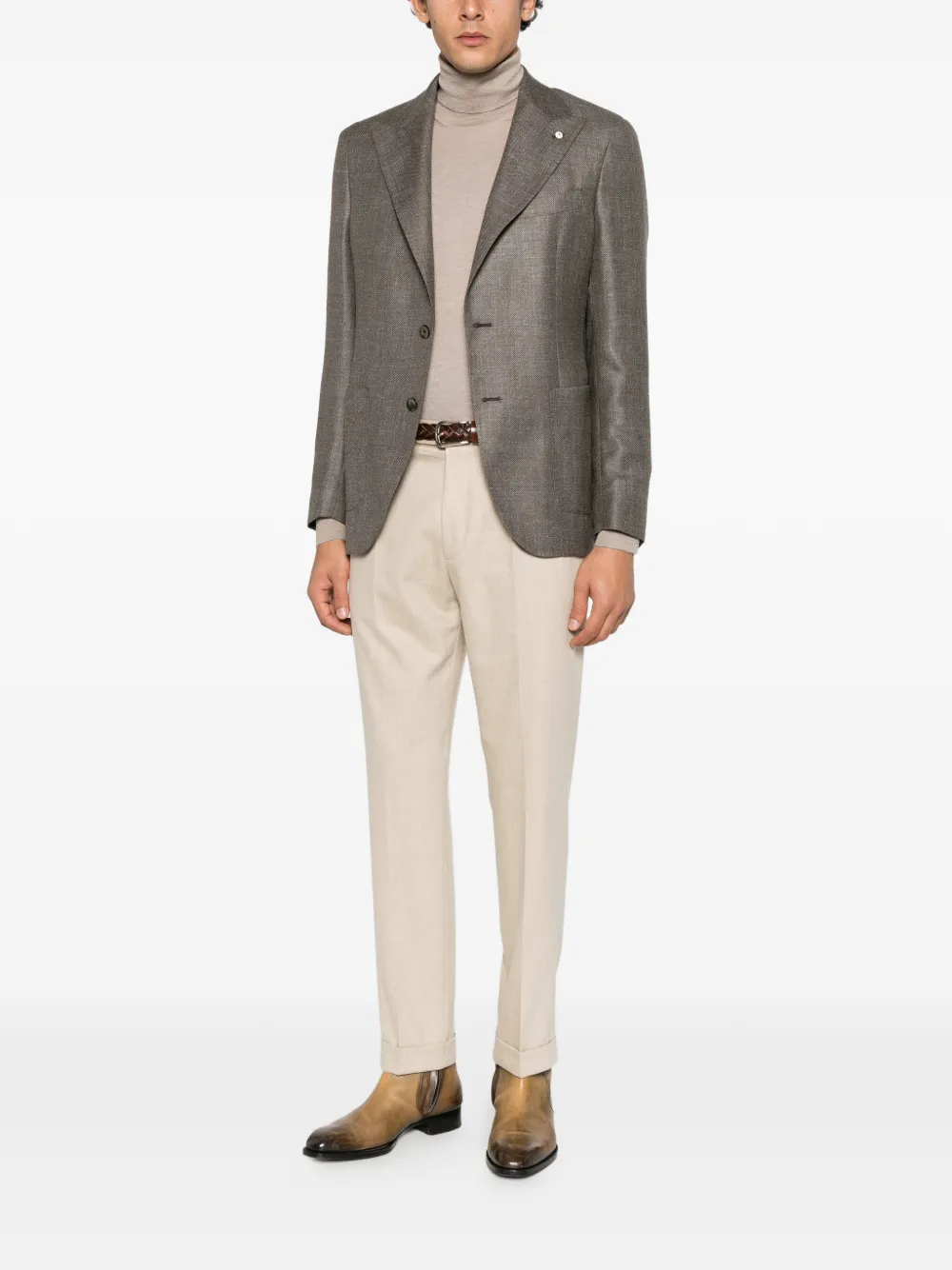 Gta Luca Pleated-detailing Cuffed-hem Trousers In Neutral