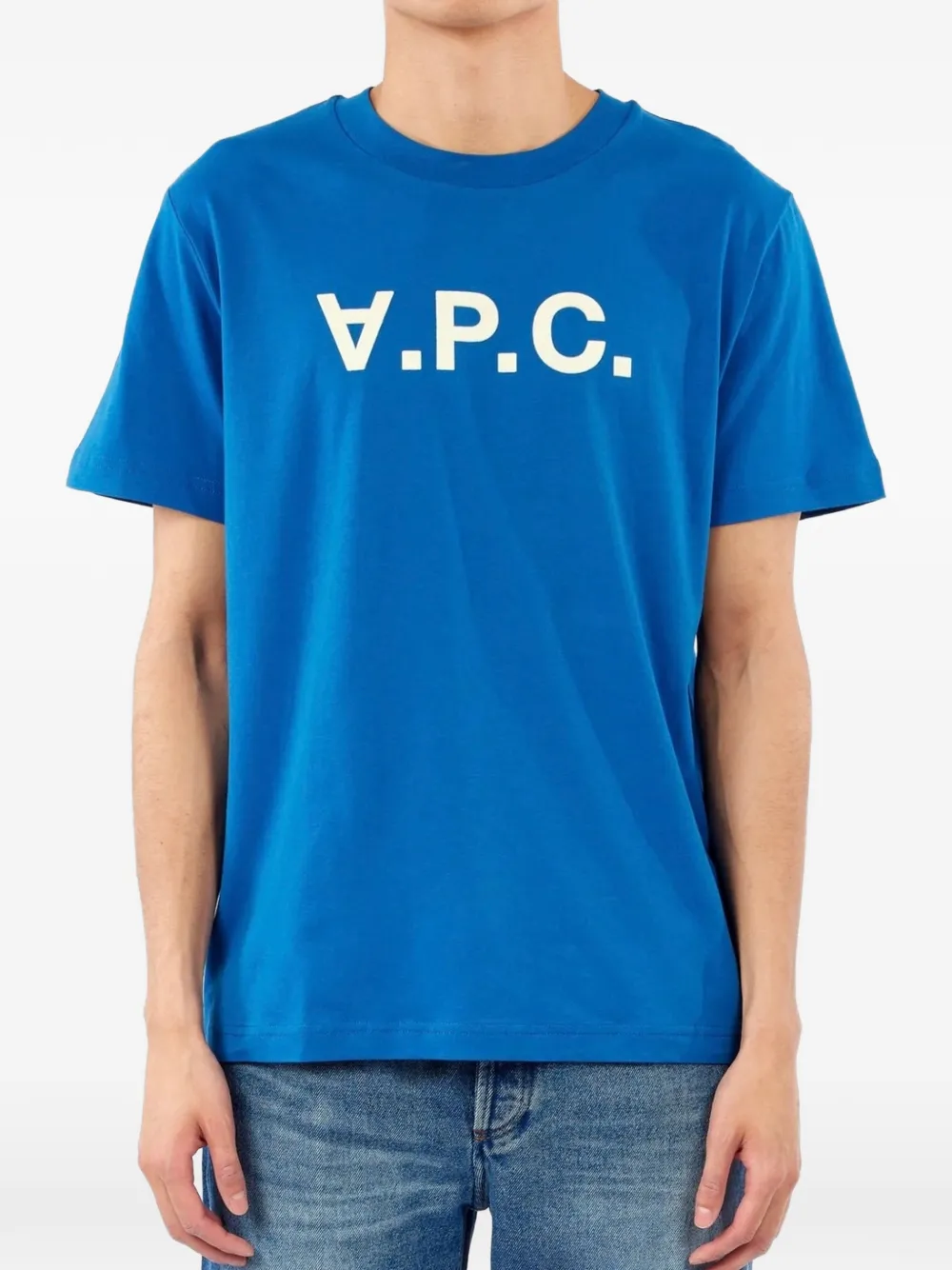 A.P.C. logo-print T-shirt Blauw
