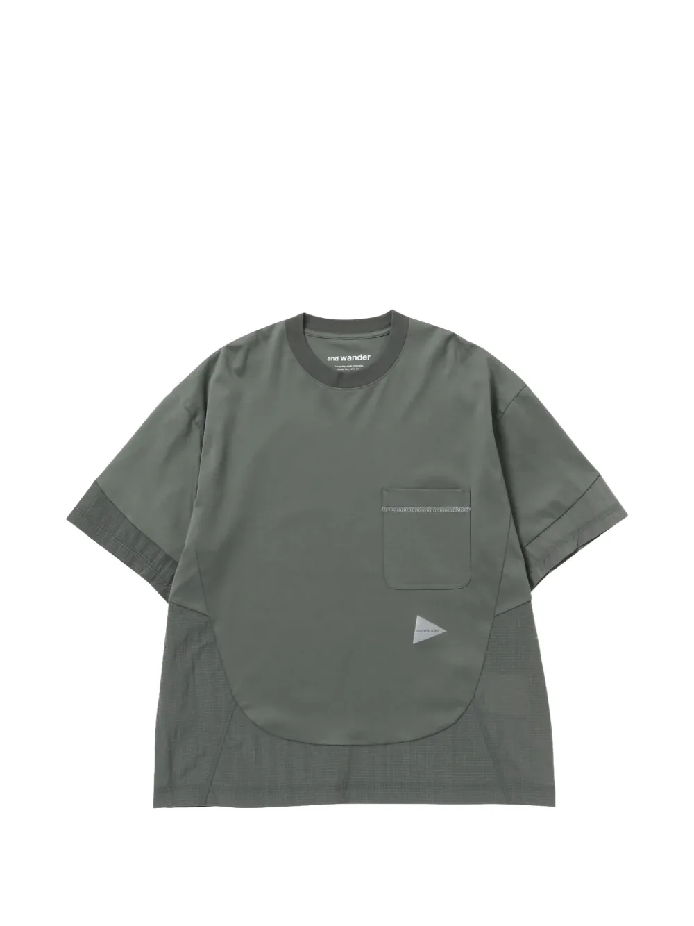 and Wander Combi panelled crew-neckT-shirt - Grau