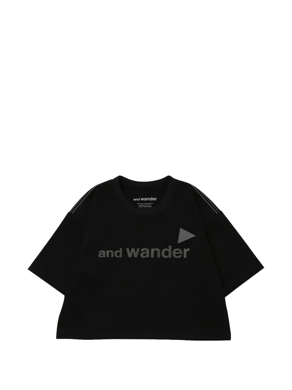 and Wander logo-print cropped T-shirt - Schwarz