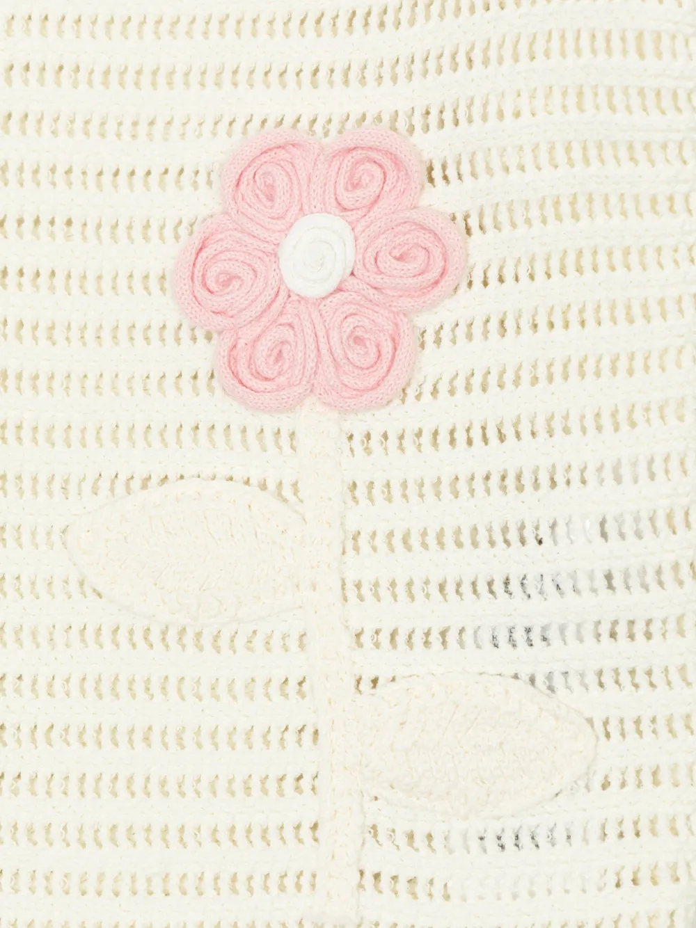 Self-Portrait Kids floral-motif open-knit cardigan Beige