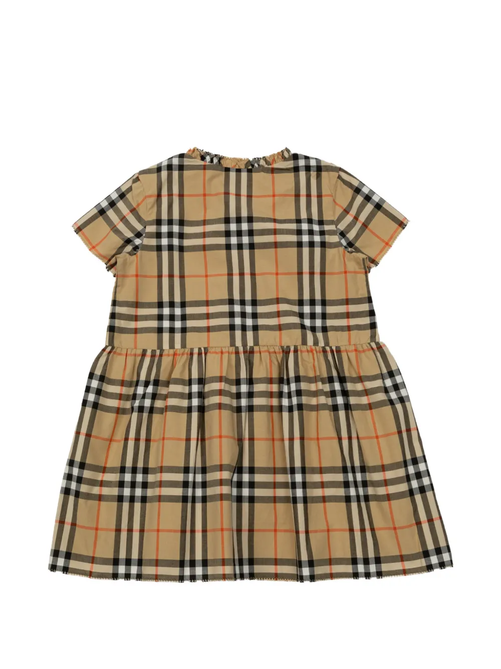 Burberry Kids Gesmockte jurk met geruite print Beige