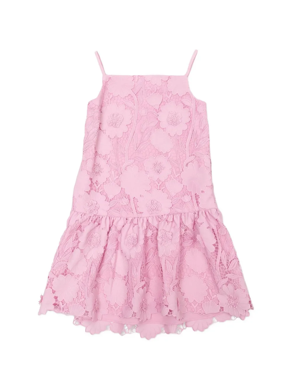 Self-Portrait Kids floral-lace spaghetti-strap dress Roze