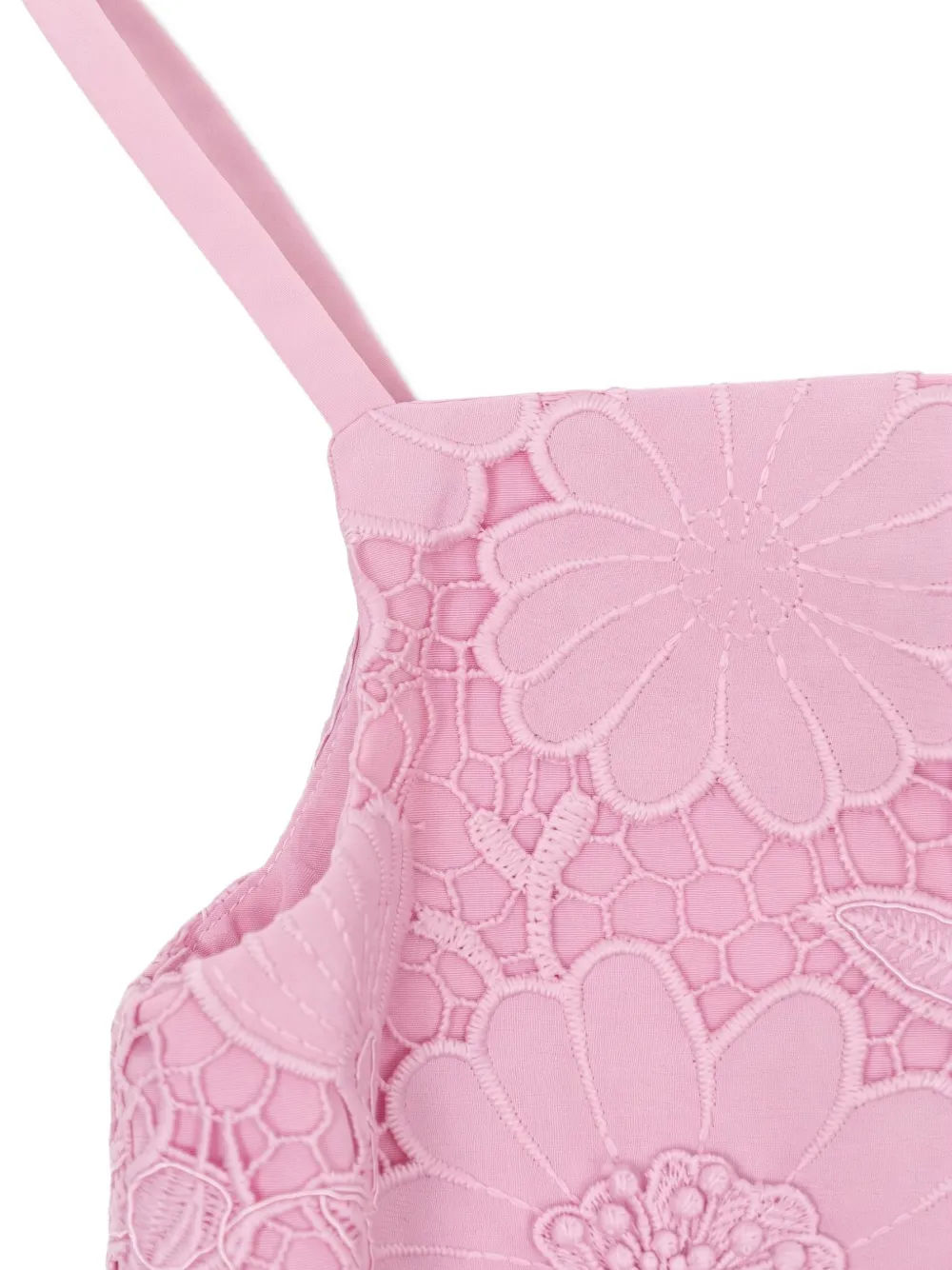 Self-Portrait Kids floral-lace spaghetti-strap dress Roze