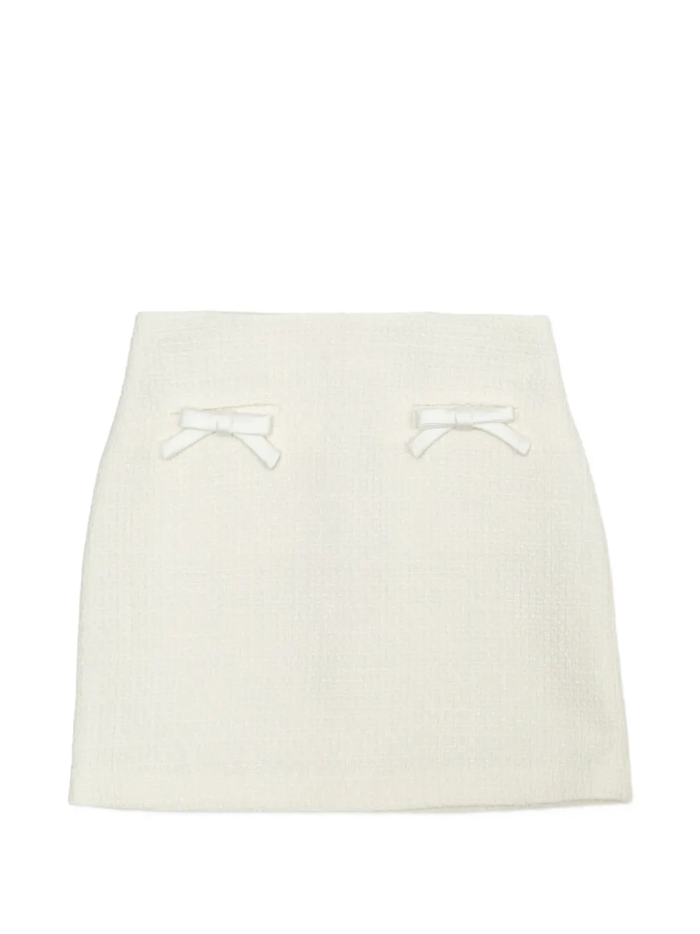 Self-Portrait Kids bow-detail tweed skirt Beige