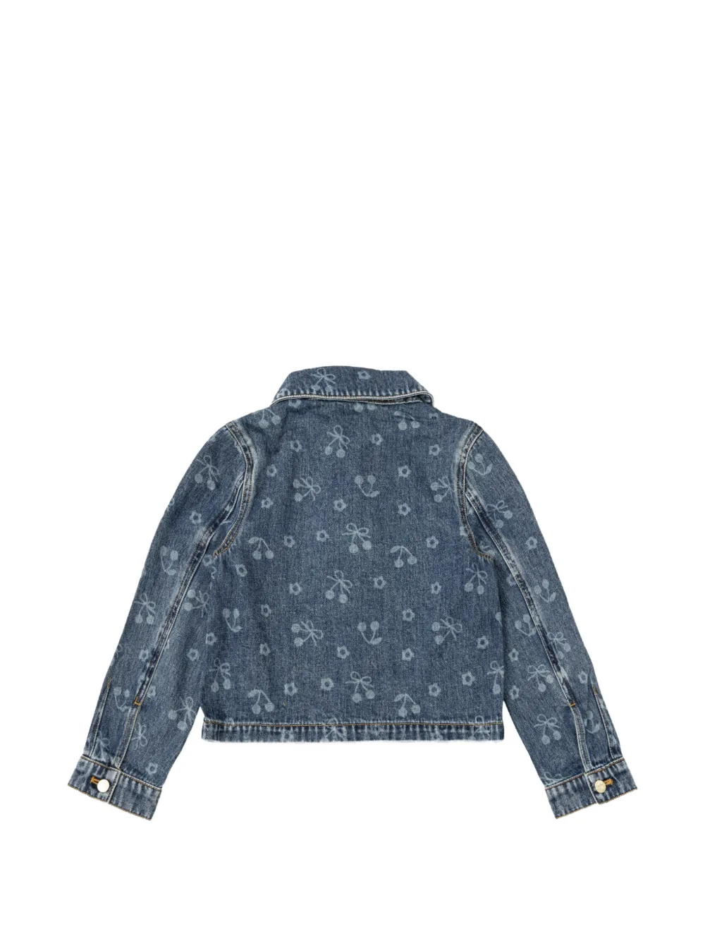 Self-Portrait Kids cherry-detail denim jacket Blauw