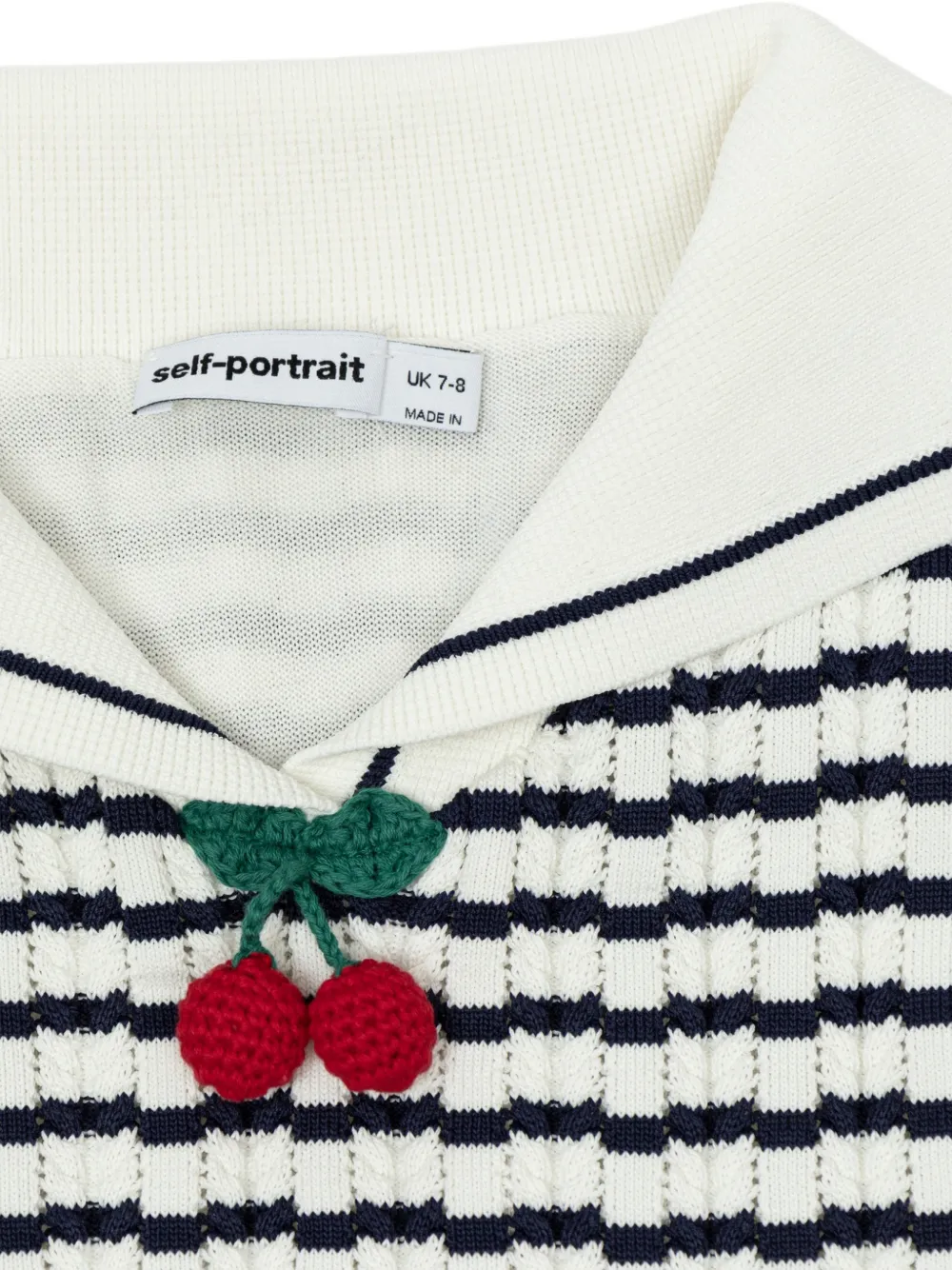 Self-Portrait Kids striped sailor-collar dress Beige