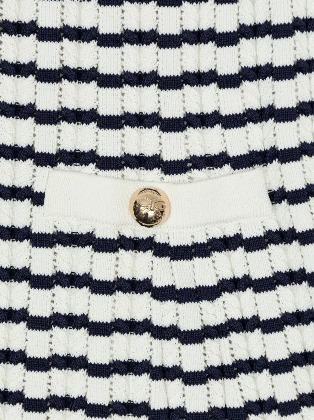 Self-Portrait Kids striped sailor-collar dress Beige