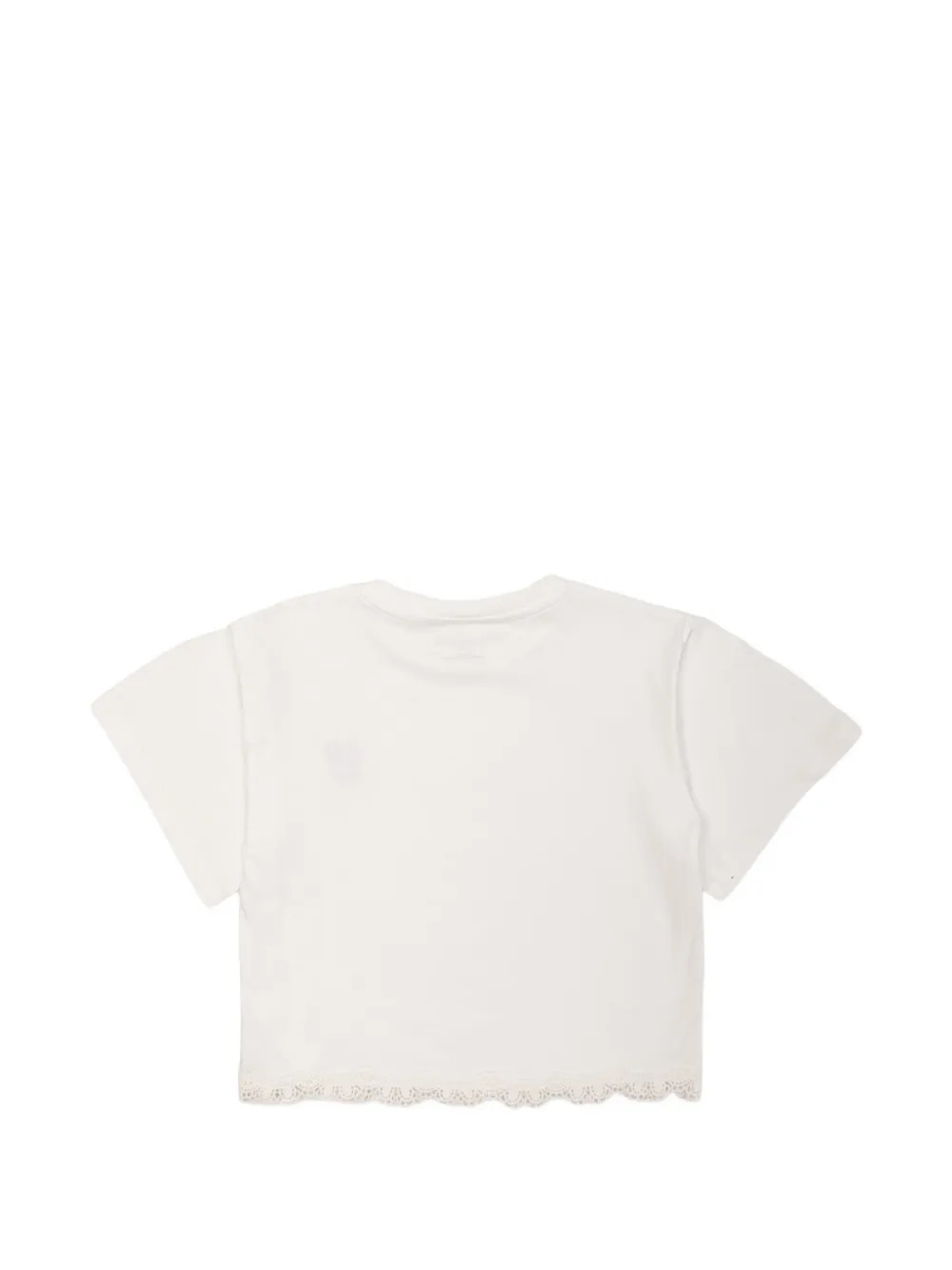 Stella McCartney Kids T-shirt met logo-print en kanten afwerking Wit