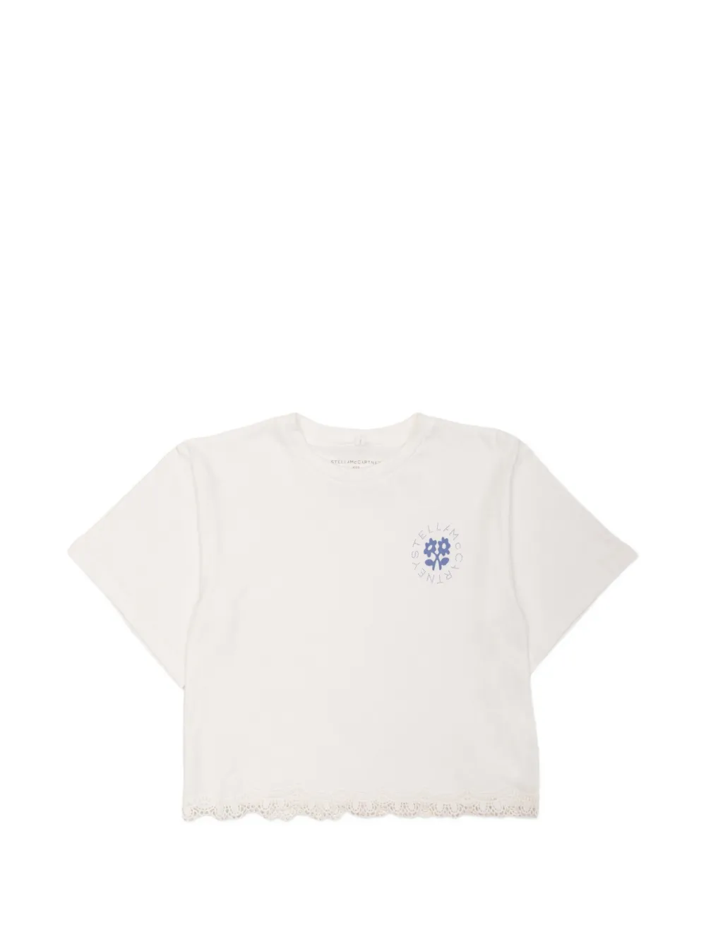 Stella McCartney Kids T-shirt met logo-print en kanten afwerking Wit