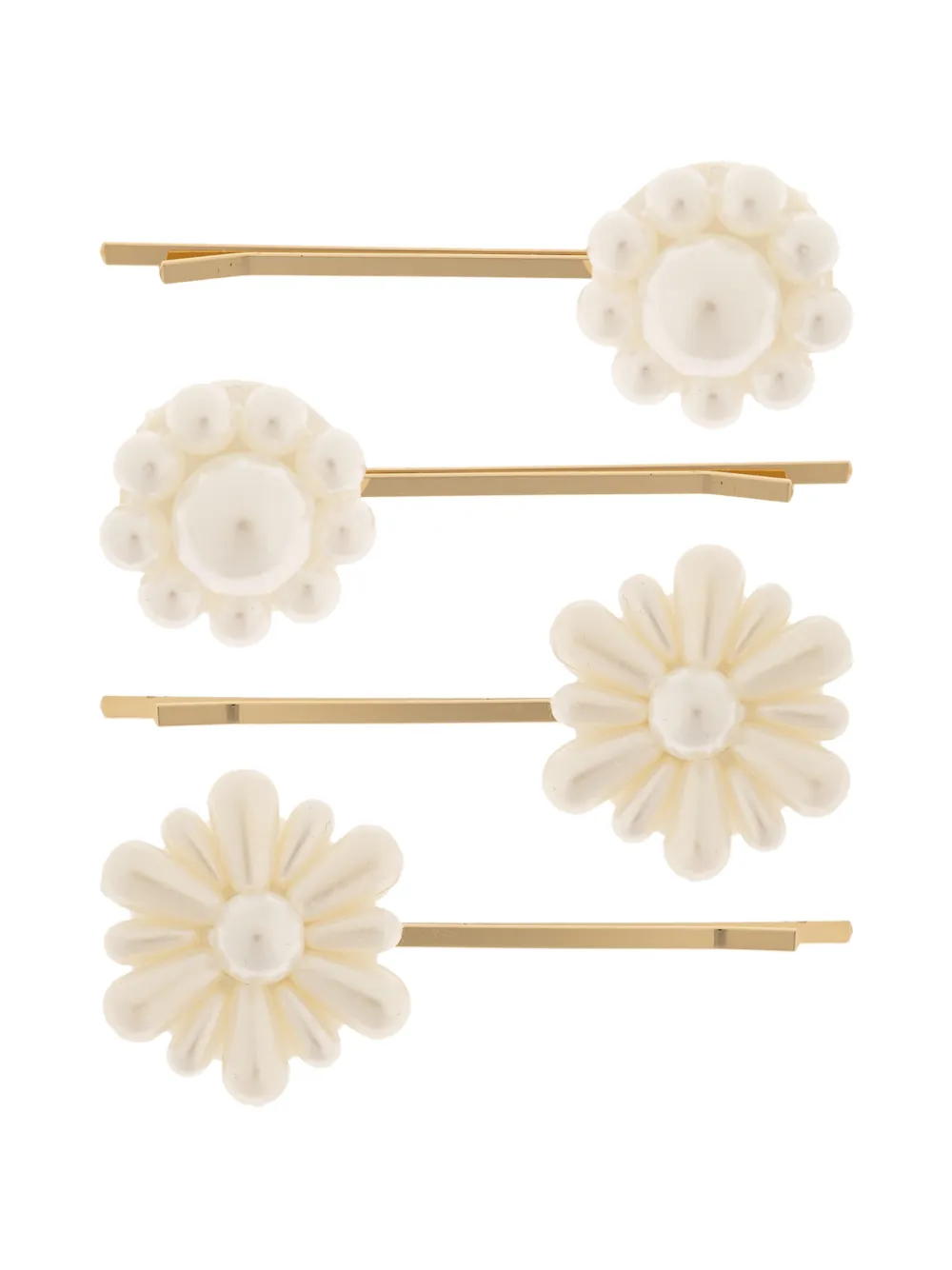Self-Portrait Kids faux-pearl floral-detail hair clips - Oro