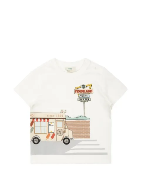 Fendi Kids playera con estampado gráfico