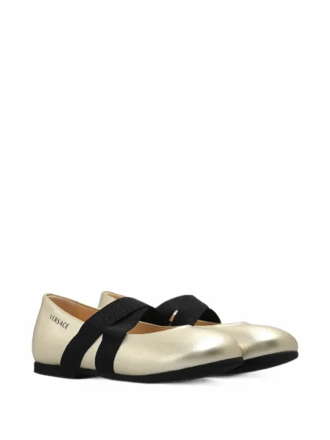 Versace Kids criss-cross strap leather ballet flats