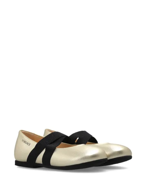 Versace Kids criss-cross strap leather ballet flats