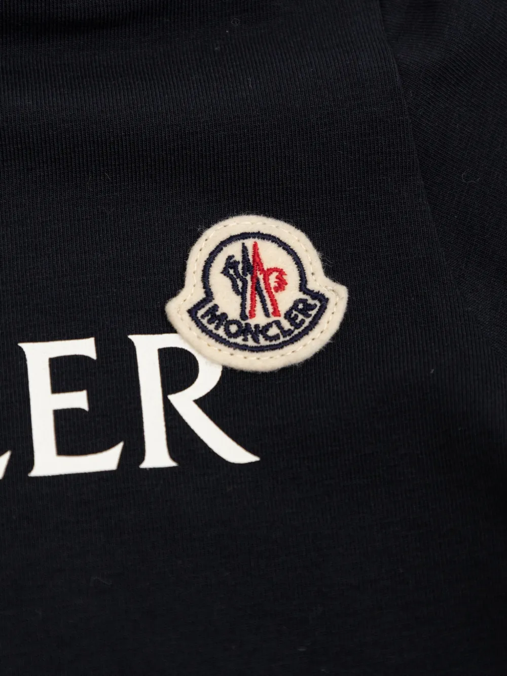Moncler Enfant T-shirt met logoprint en knoop op de schouders Zwart