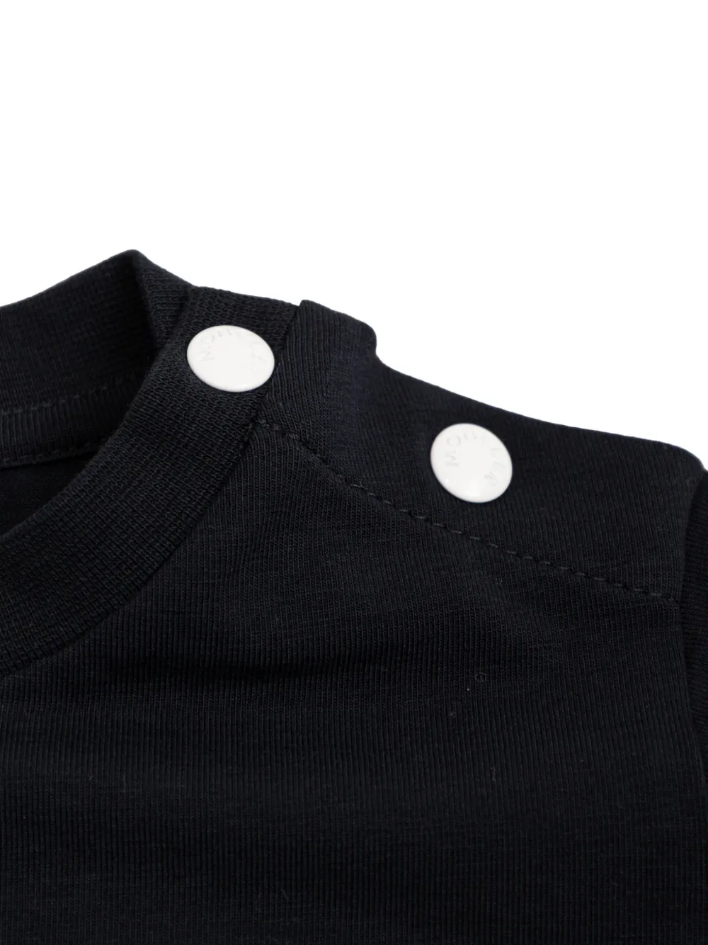 Moncler Enfant T-shirt met logoprint en knoop op de schouders Zwart