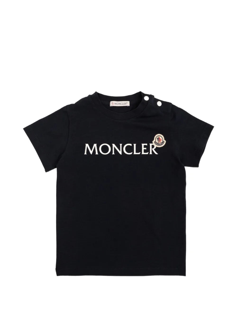 Moncler Enfant T-shirt met logoprint en knoop op de schouders Zwart