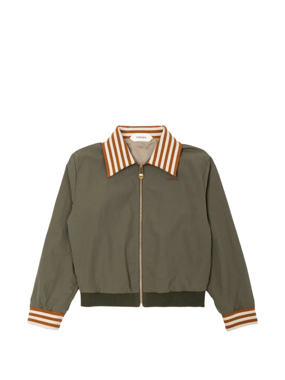Versace Kids striped-trim zip-up jacket - Grün