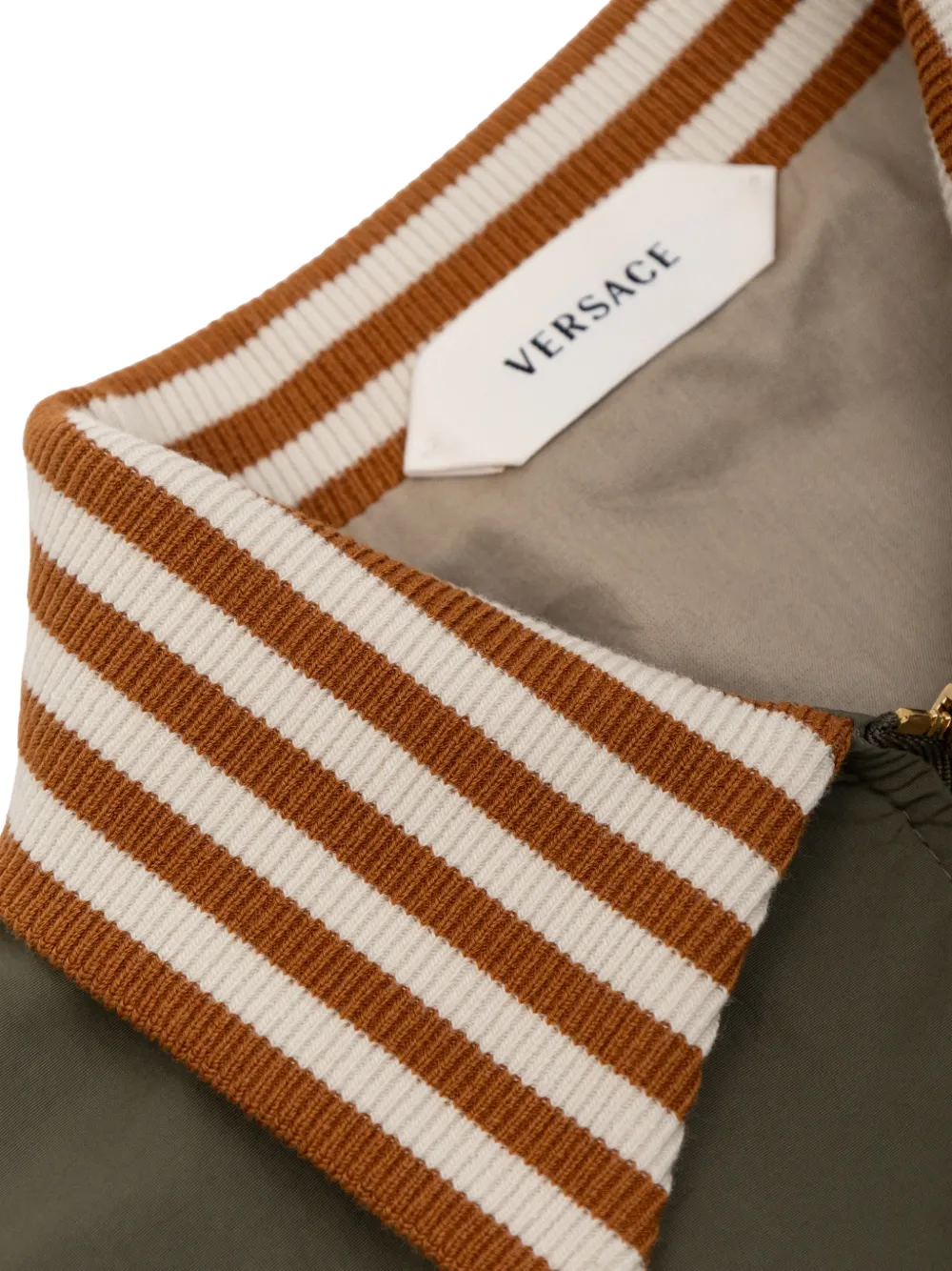 Versace Kids striped-trim zip-up jacket Groen