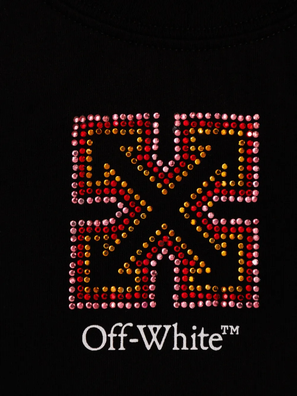 Off-White Kids sequin-embellished cropped T-shirt Zwart