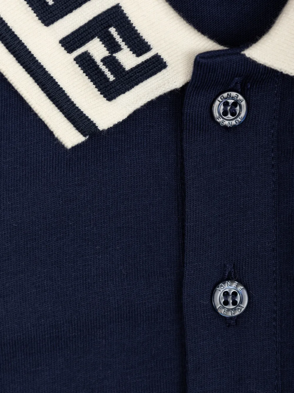 Fendi Kids logo-embroidered FF-collar polo shirt Blauw