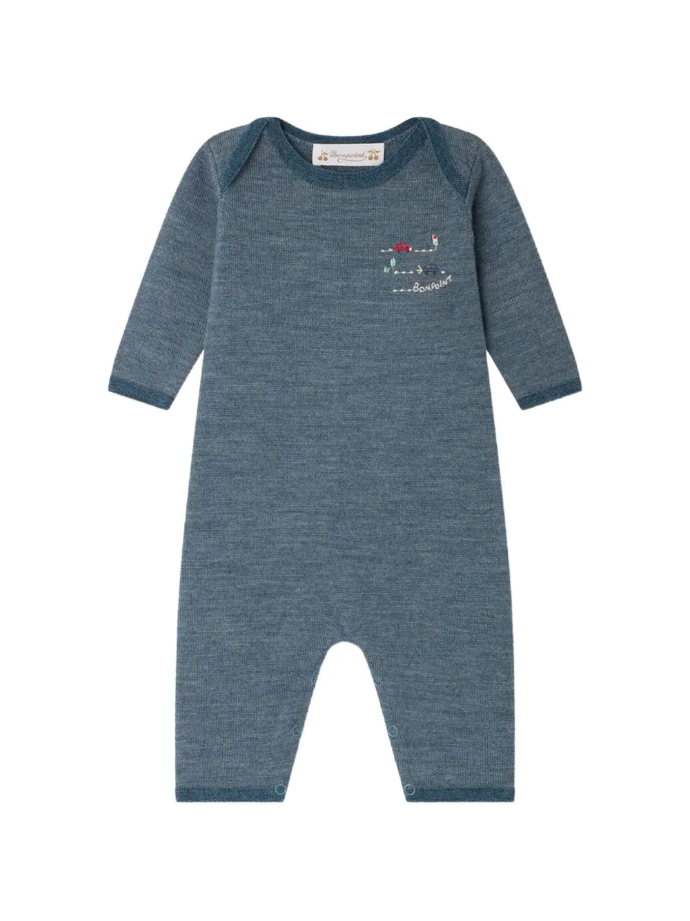 Bonpoint Cielo embroidered wool romper - Blau