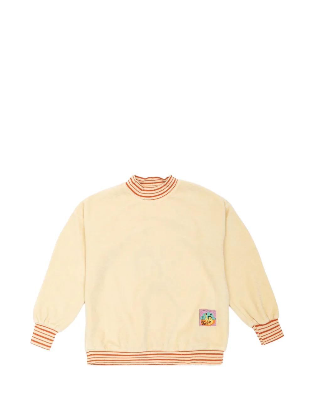 Bobo Choses striped-trim logo-patch sweatshirt - Nude