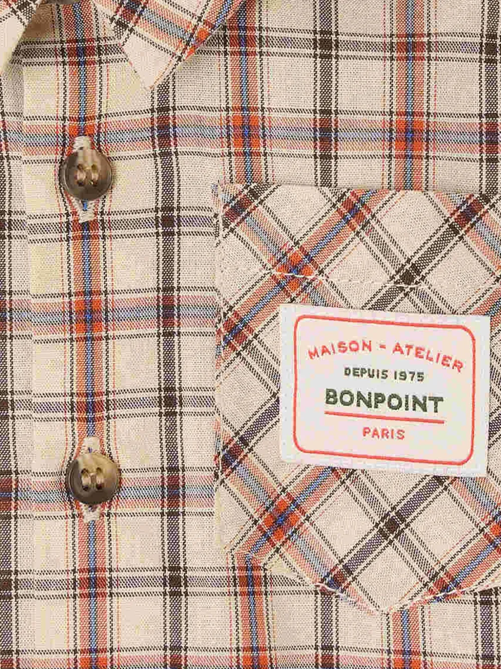 Bonpoint Gillo geruit shirt Beige