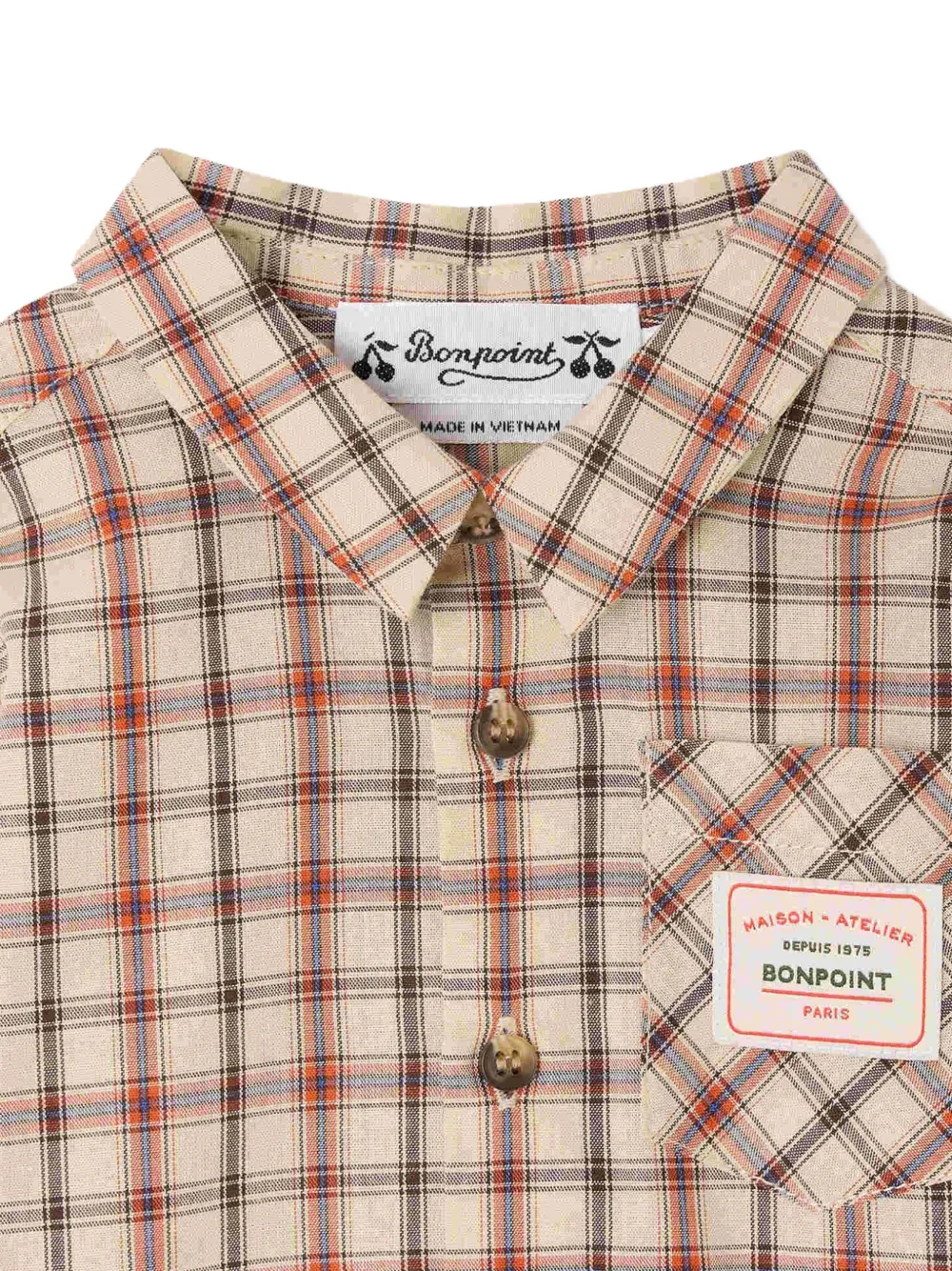 Bonpoint Gillo geruit shirt Beige