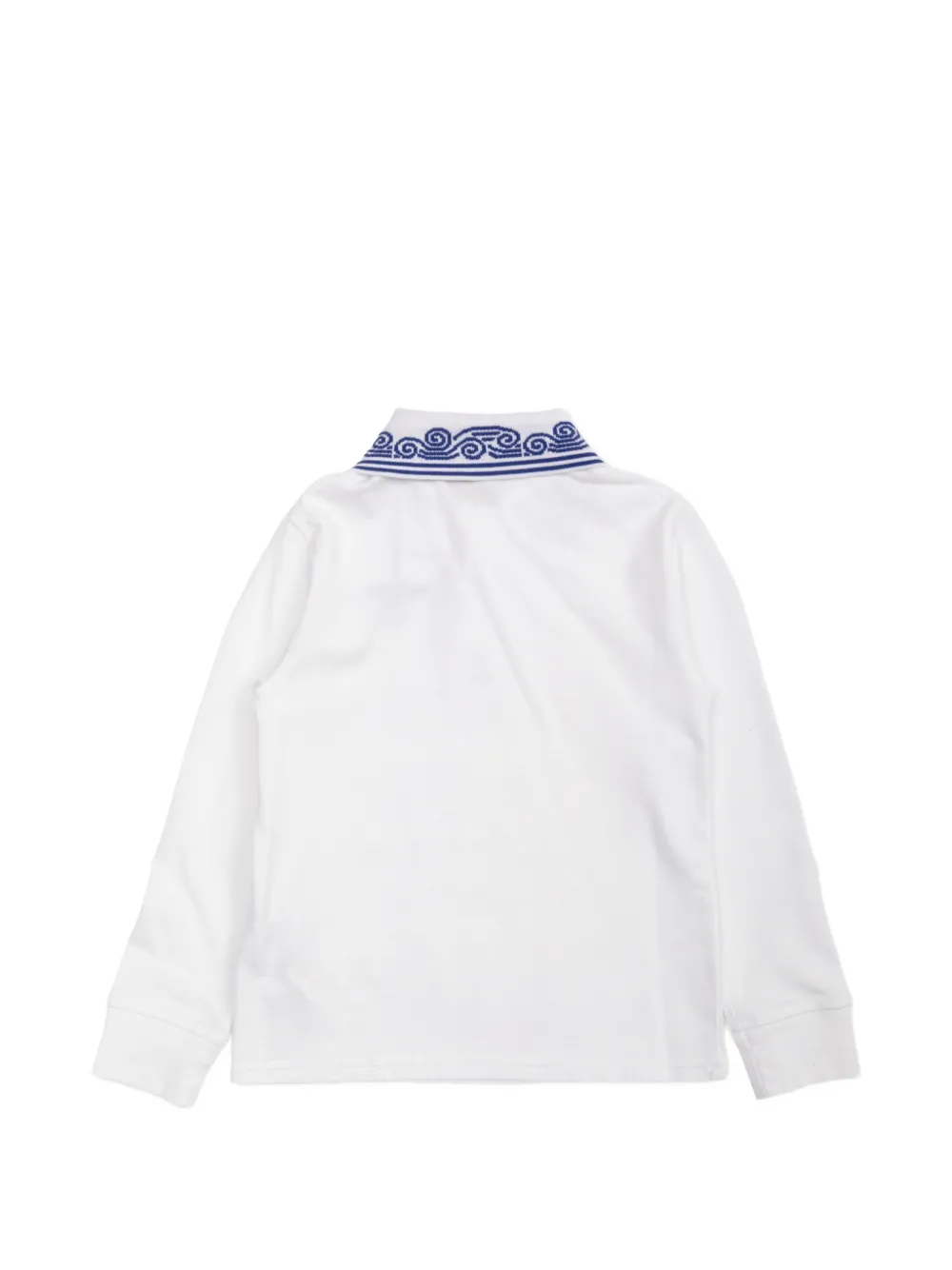 CASABLANCA KIDS logo-embroidered long-sleeved polo shirt Wit