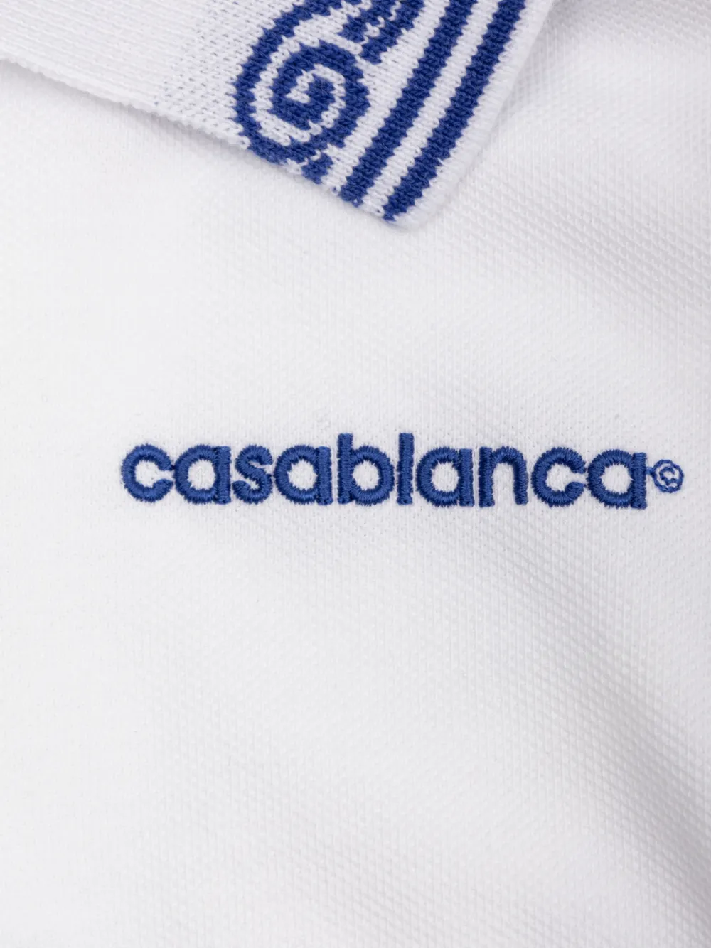 CASABLANCA KIDS logo-embroidered long-sleeved polo shirt Wit