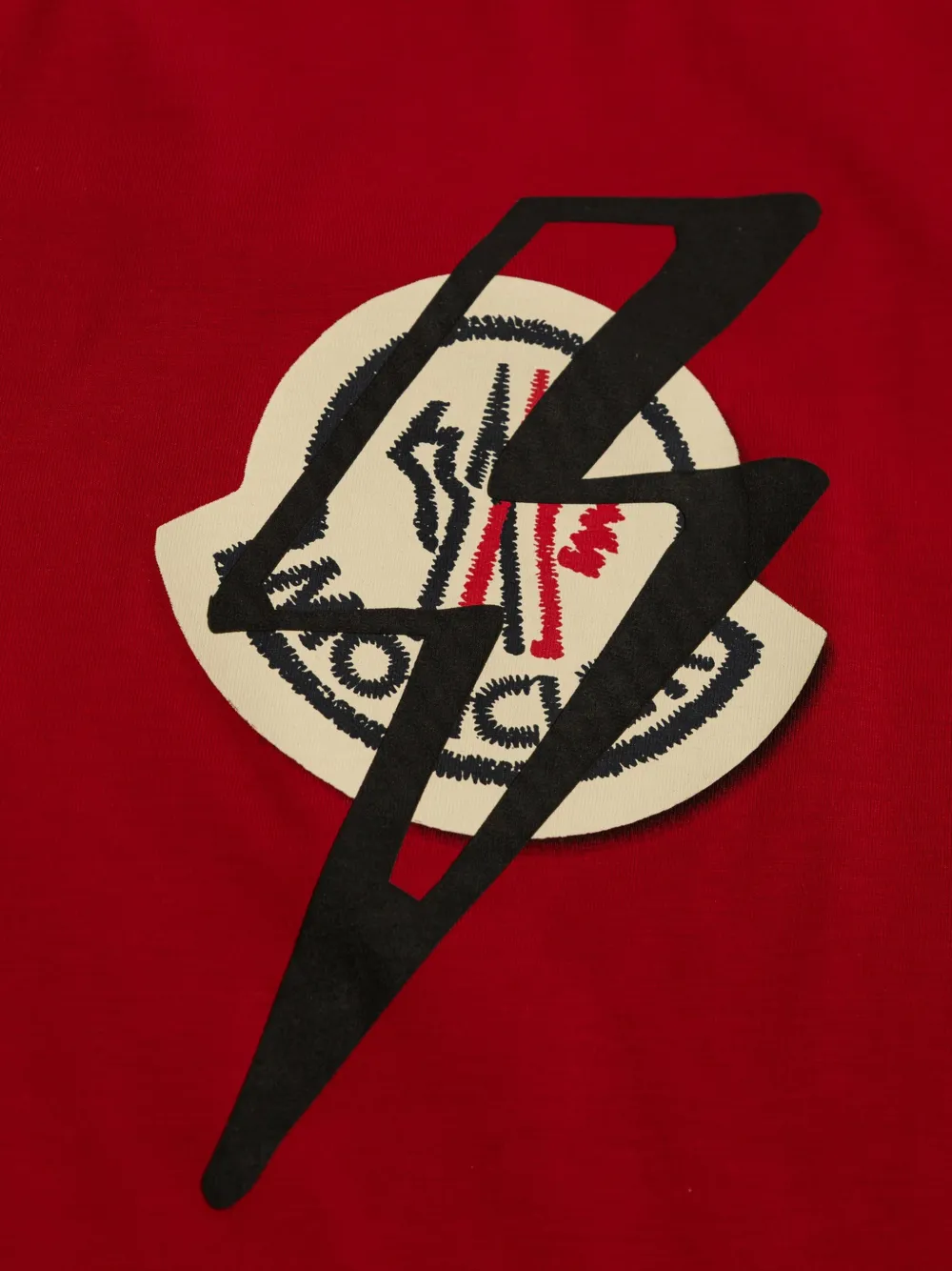Moncler Enfant T-shirt met bliksemflitsprint Rood