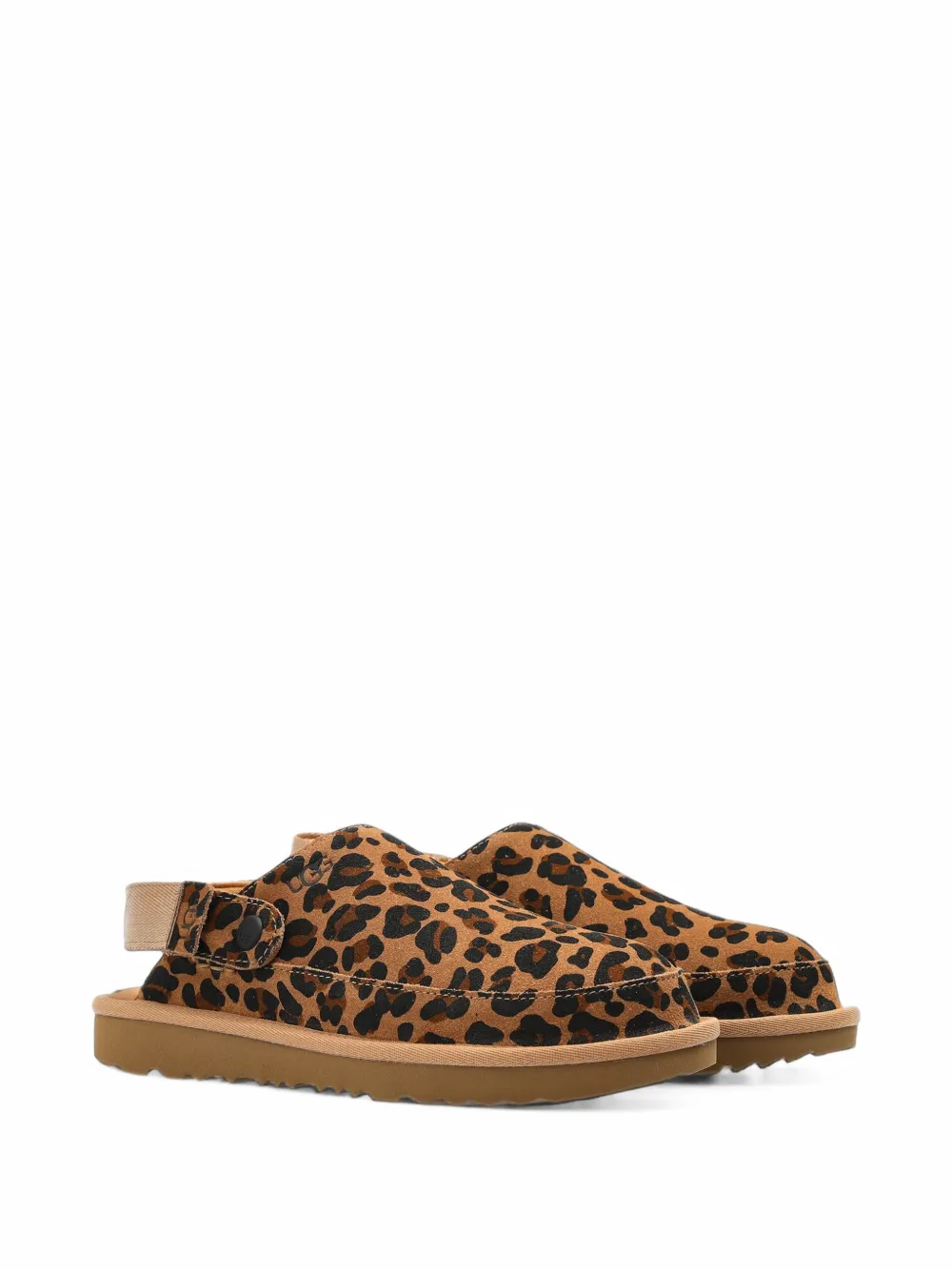 UGG Kids Goldenstar leopard-print leather clogs - Marrone