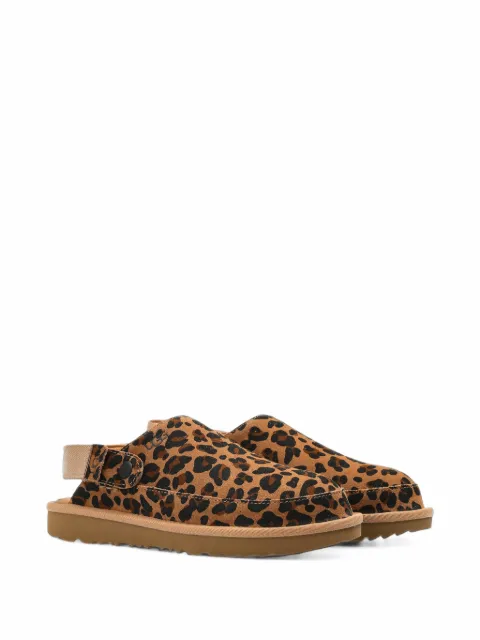 UGG Kids Goldenstar leopard-print leather clogs