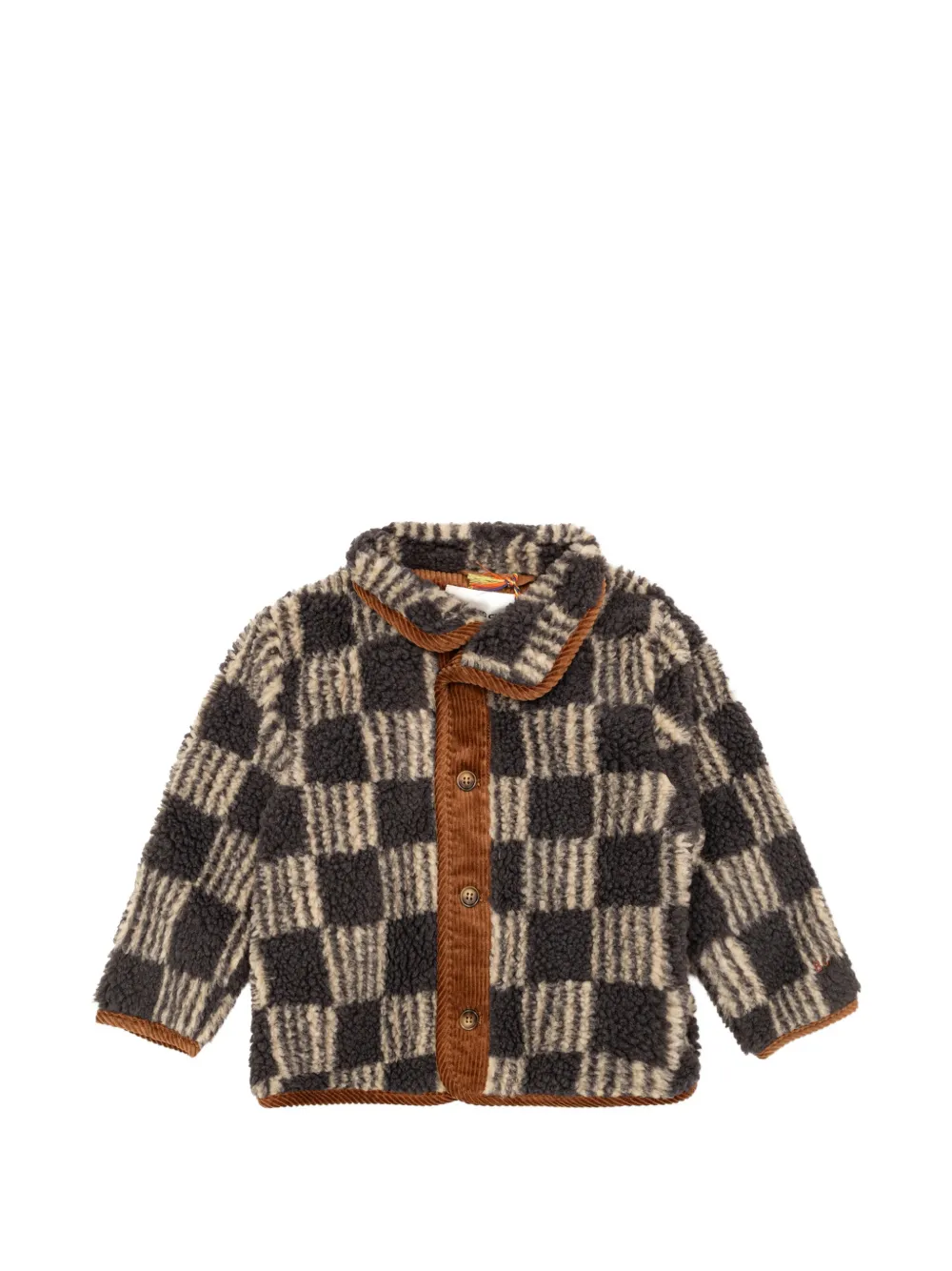Bobo Choses Almost Moiré check-pattern corduroy-trim jacket - Grau