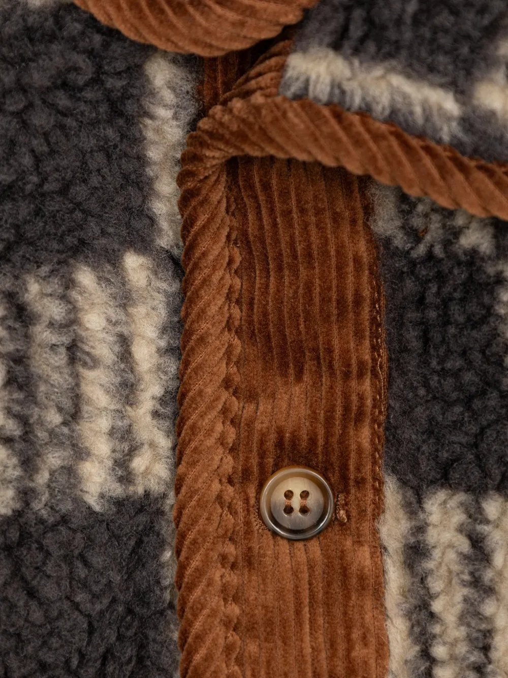 Bobo Choses Almost Moiré check-pattern corduroy-trim jacket Grijs