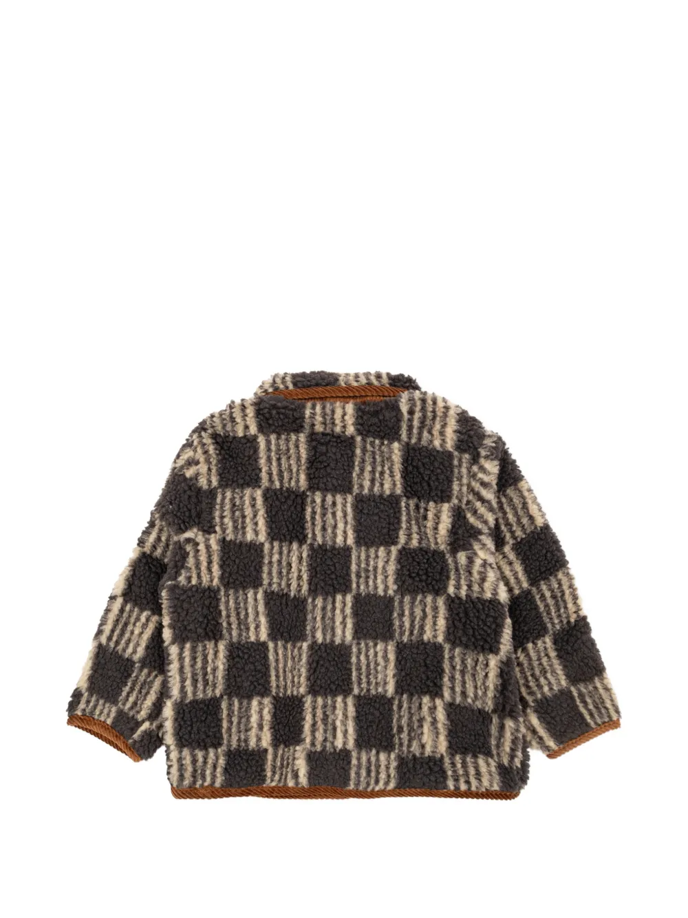 Bobo Choses Almost Moiré check-pattern corduroy-trim jacket Grijs