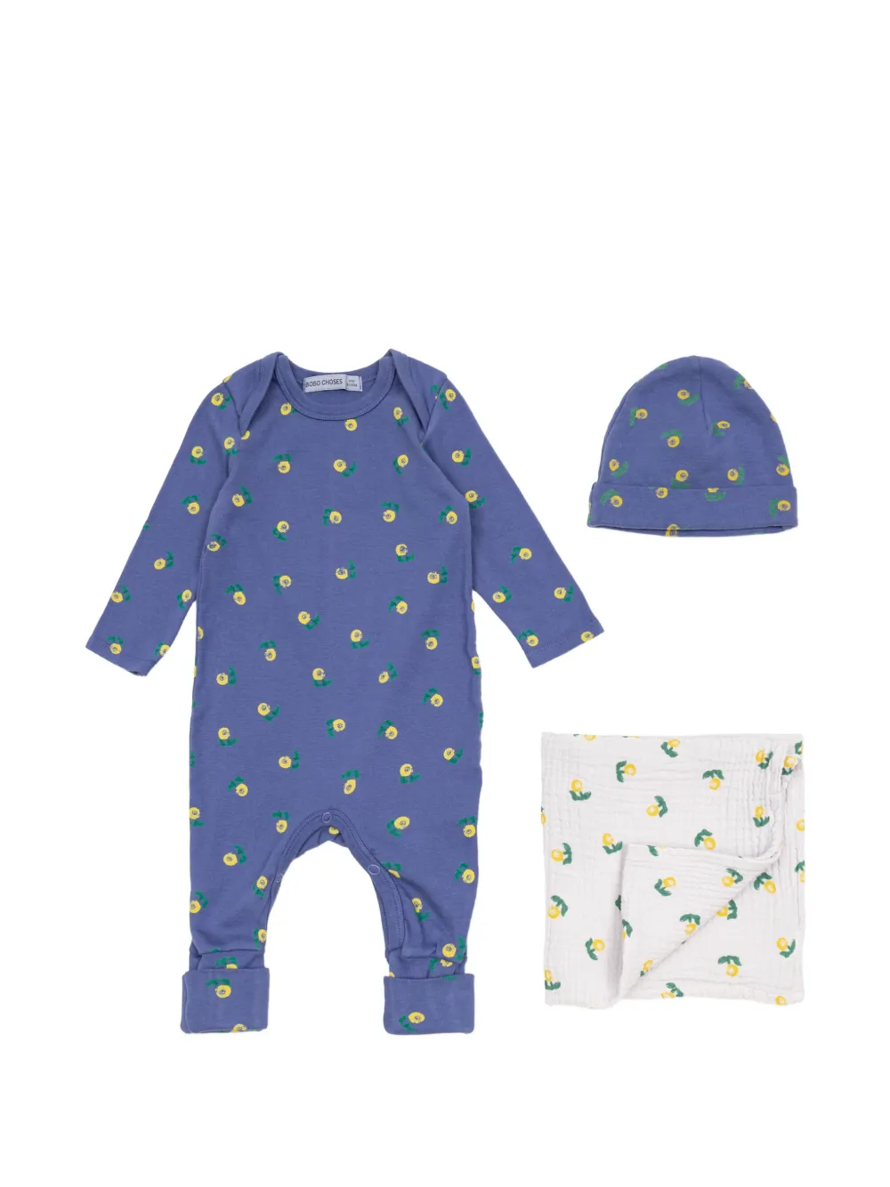 Bobo Choses Stamp Bloom floral-print babywear set - Blau