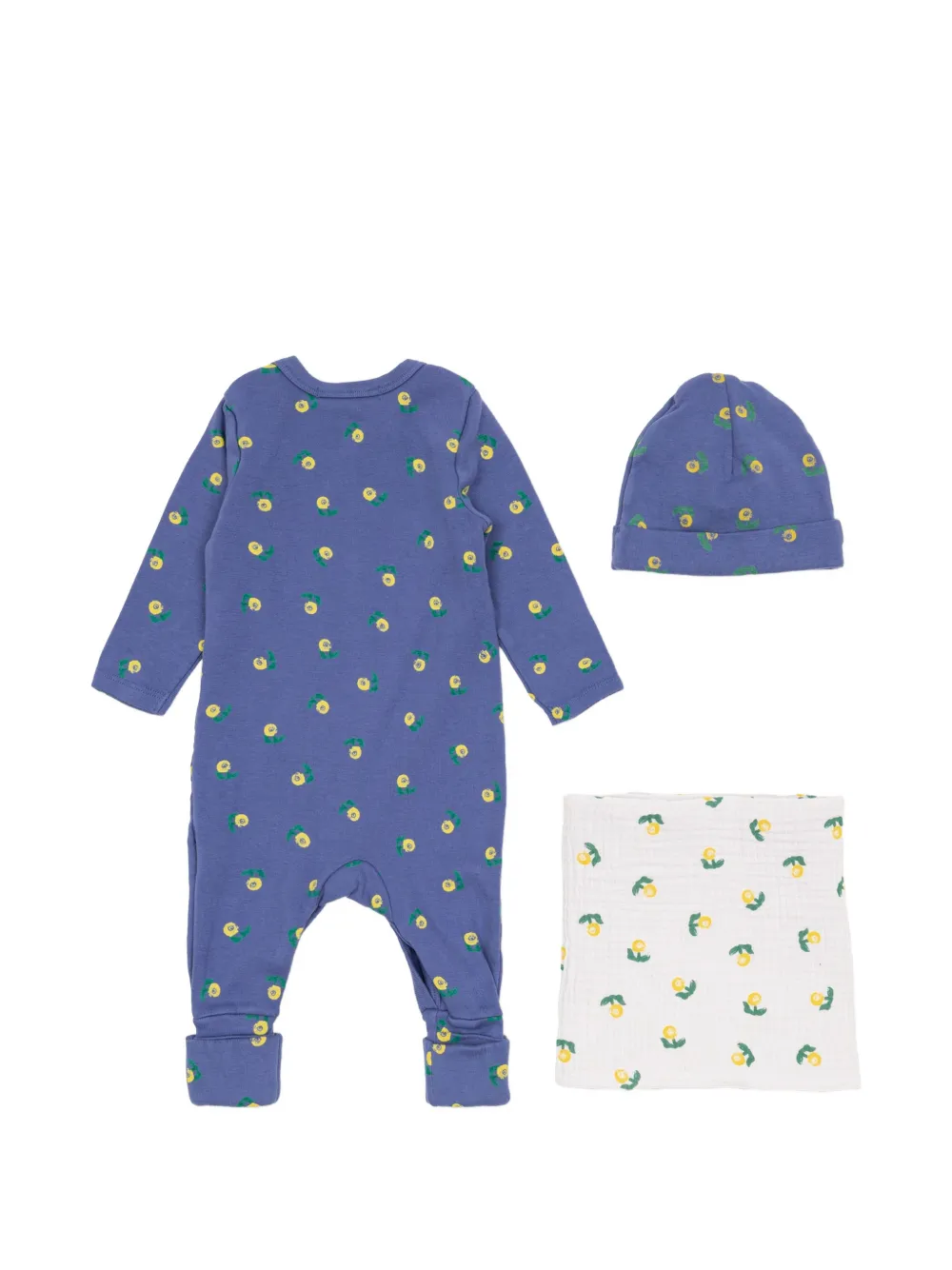 Bobo Choses Stamp Bloom floral-print babywear set Blauw