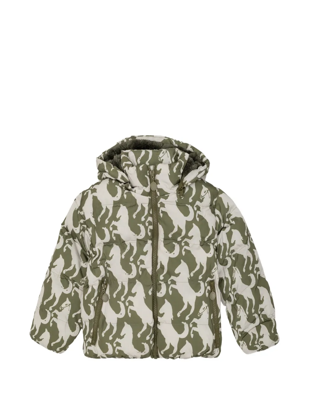Stella McCartney Kids horse-print hooded jacket Groen