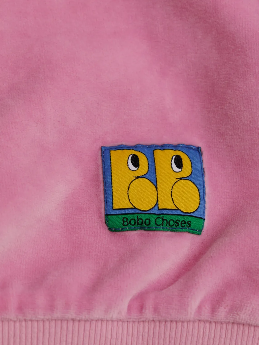 Bobo Choses Fluwelen sweater met logo-patch Roze