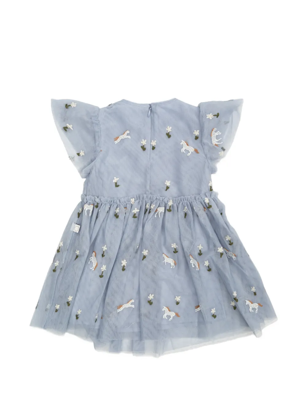 Stella McCartney Kids embroidered tulle dress Blauw