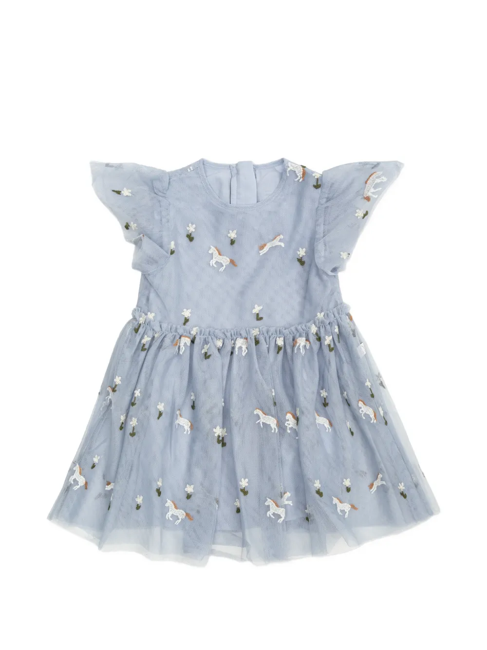 Stella McCartney Kids embroidered tulle dress Blauw